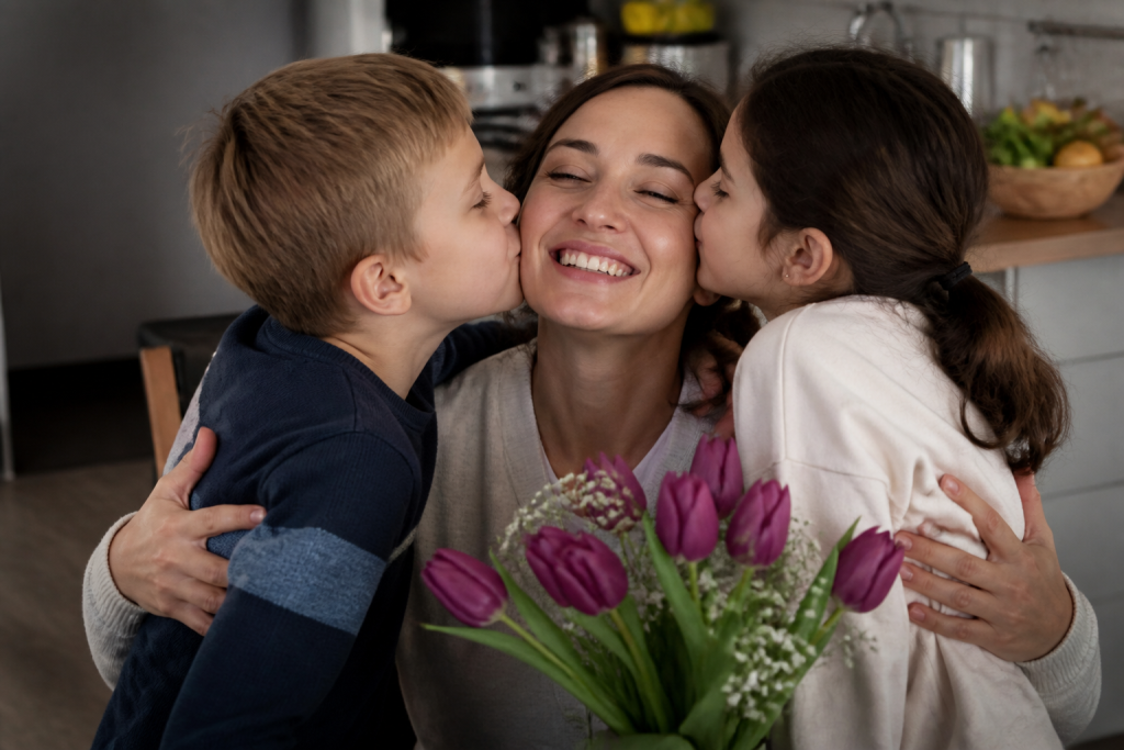 Enfants avec message sincere pour anniversaire maman